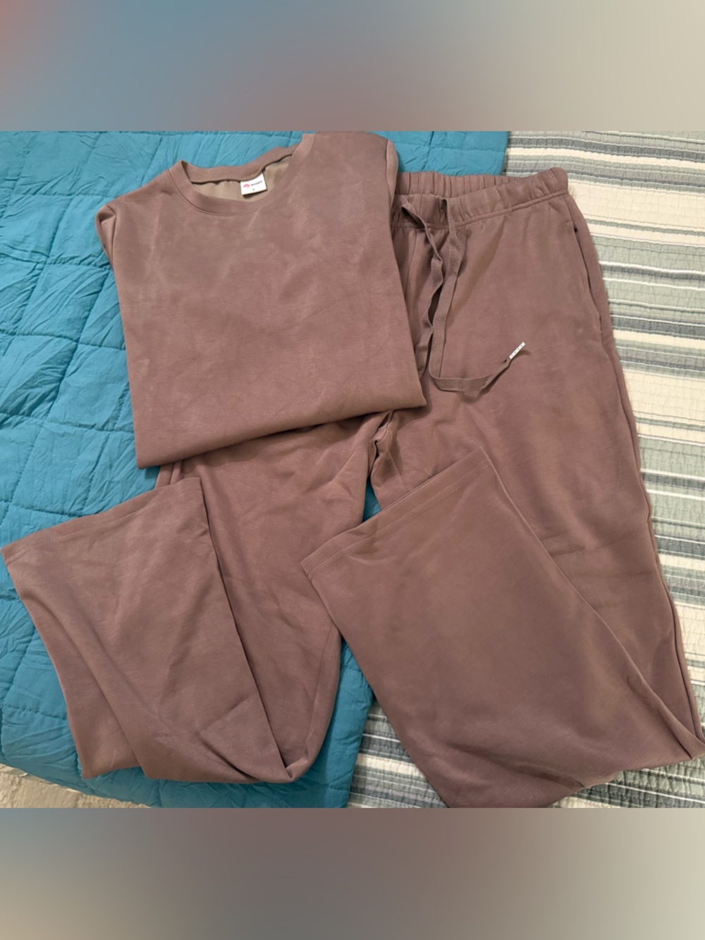 Mauve Dusty Rose Loungewear Set - Sweatshirt & Drawstring Pants